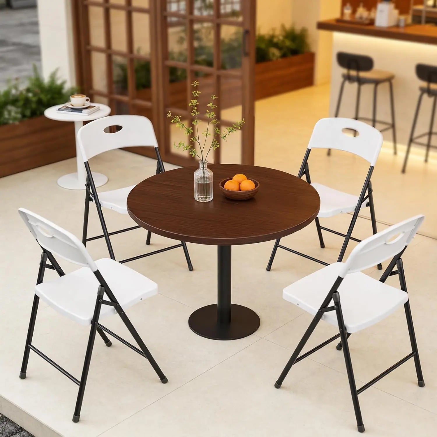 Heavy-Duty Plastic Folding Chair,Heavy Duty Chairs, Ergonomic Back, Outdoor White Folding Chairs for outside Indoor, Portable 350 Lbs Capacity Heavy Duty Plastic Metal Foldable Chairs, Stackable & Portable, for Home, Party, Indoor & Outdoor Use