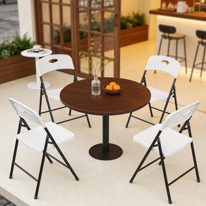 Heavy-Duty Plastic Folding Chair,Heavy Duty Chairs, Ergonomic Back, Outdoor White Folding Chairs for outside Indoor, Portable 350 Lbs Capacity Heavy Duty Plastic Metal Foldable Chairs, Stackable & Portable, for Home, Party, Indoor & Outdoor Use