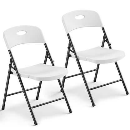 Heavy-Duty Plastic Folding Chair,Heavy Duty Chairs, Ergonomic Back, Outdoor White Folding Chairs for outside Indoor, Portable 350 Lbs Capacity Heavy Duty Plastic Metal Foldable Chairs, Stackable & Portable, for Home, Party, Indoor & Outdoor Use
