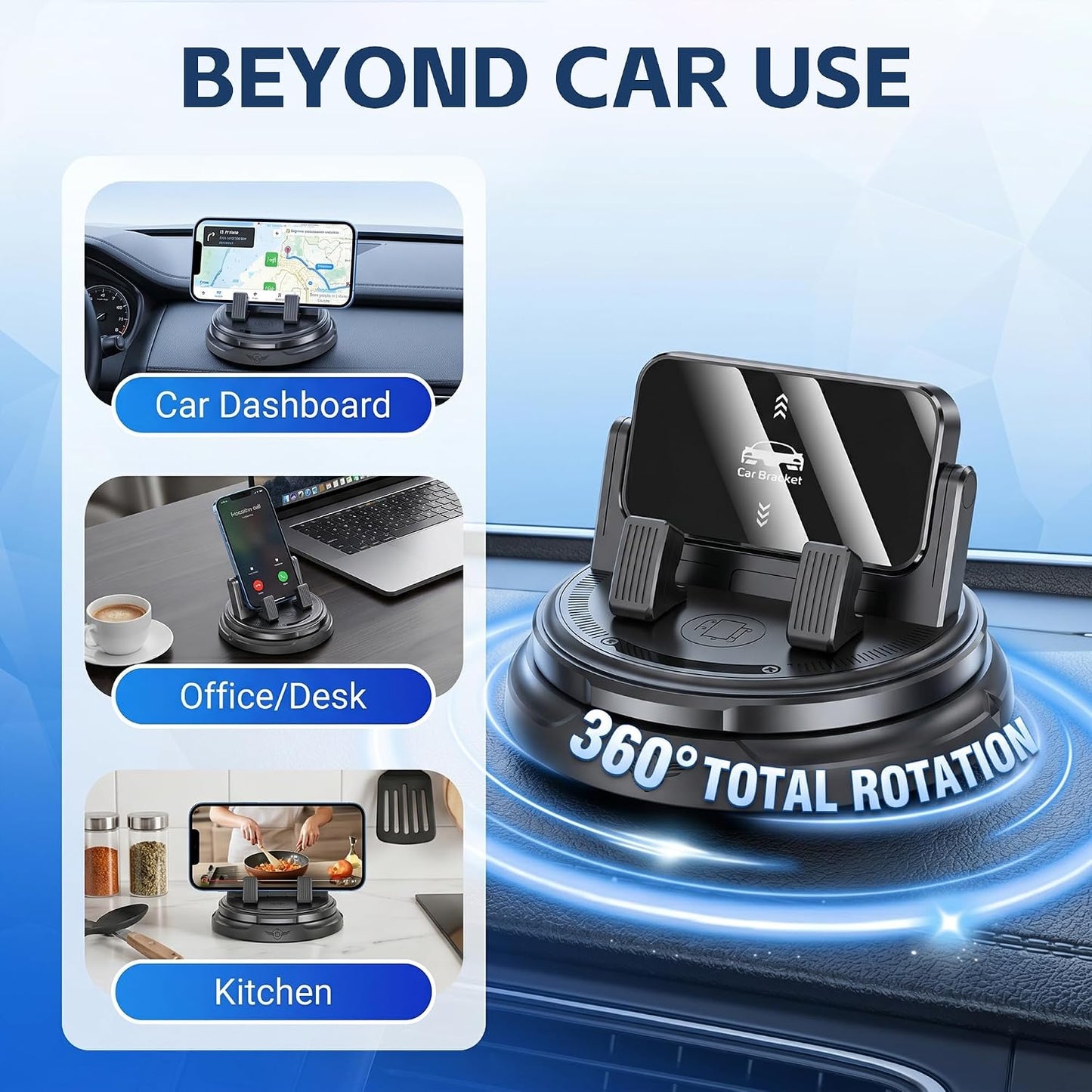 Car Phone Holder 360 Degree Rotation, 2026 New Non-Slip Dashboard Cell Phone Holder, Universal Car Phone Mount Stand for Best Navigation and Viewing (1 Pcs)