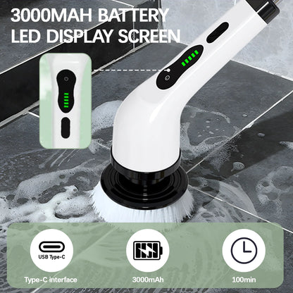 Electric Spin Scrubber for Cleaning with 9 Replaceable Heads and Long Handle, Dual Speed 360 Electric Spin Brush for Cleaning Bathroom Floor Tile Tub