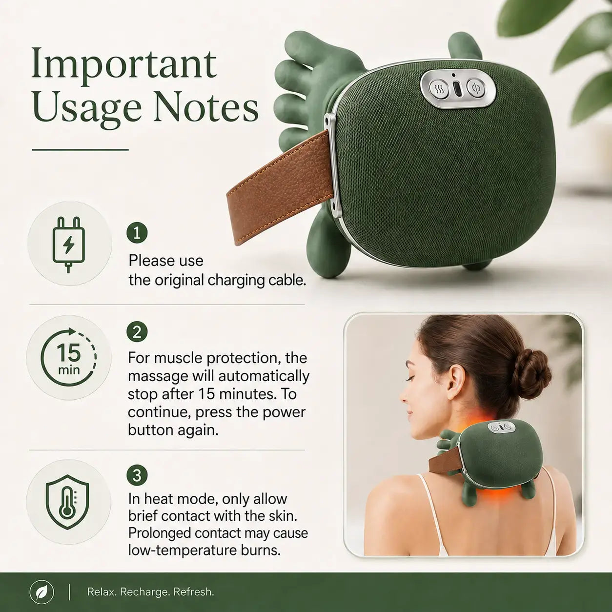 Upgraded Brushless Motor Neck Massager Electric Cervical Massager Bionic Handheating Wireless Portable 3D Kneading Massage for Pain Relief Deep Tissue，Leg Neck & Back Massager & Lightweight Gift